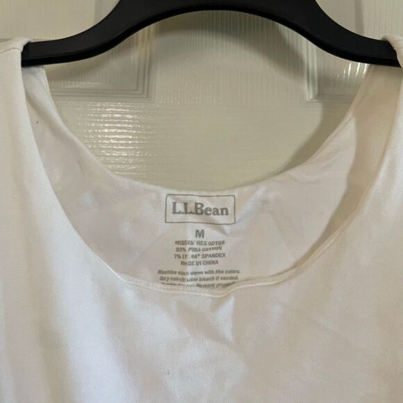LL Bean Medium White Tank Top Basic Layering Double Lined - Picture 3 of 4